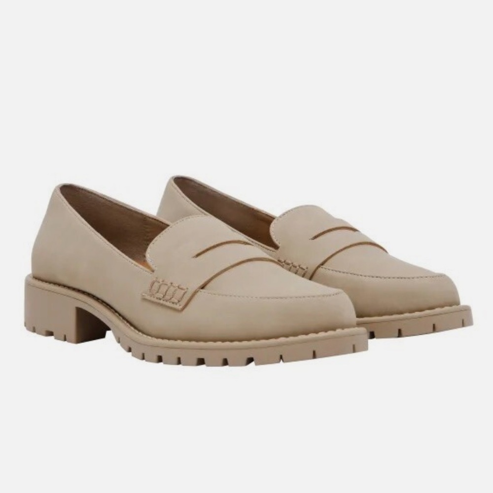 Dolce Vita Beige Taupe Lug-Sole Penny Loafers